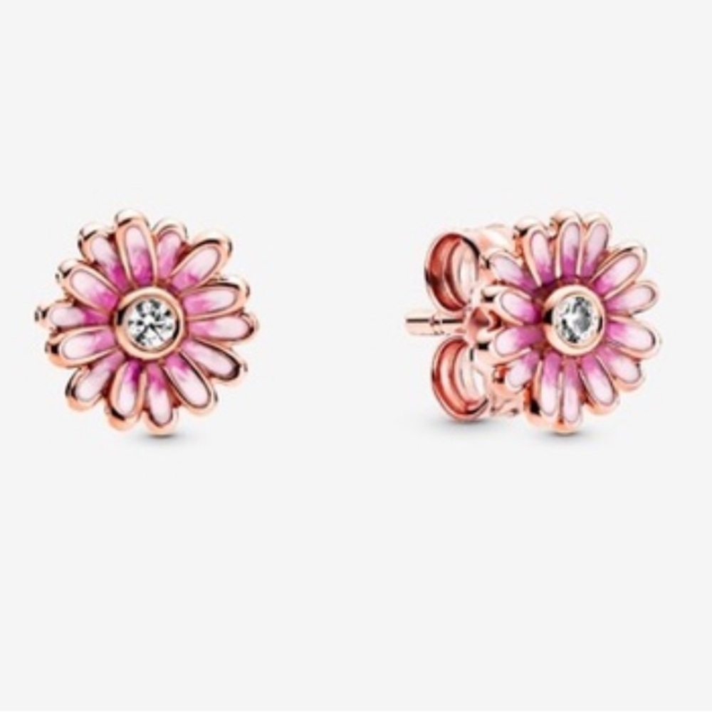 PANDORA PINK DAISY FLOWER STUD EARRINGS